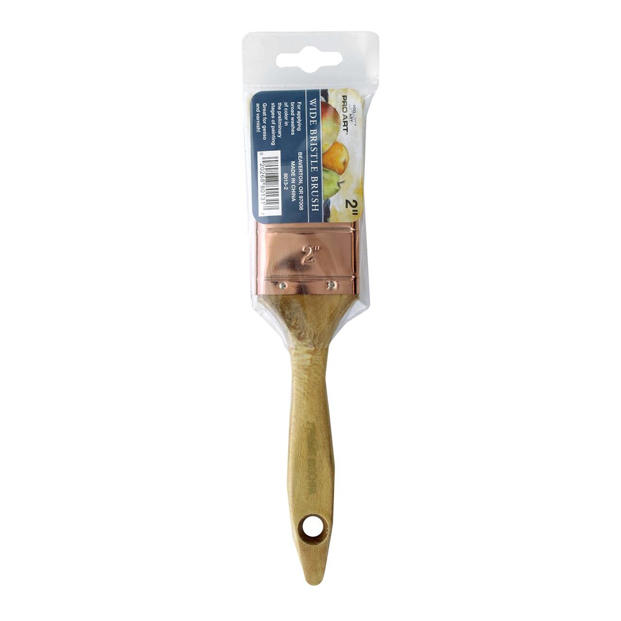 Pro Art 2” Hog Bristle Paint Brush – Durable Natural Bristle Brush for Broad Washes, Gesso & More, Copper Ferrule, Ideal for Craft Painting & Acrylics